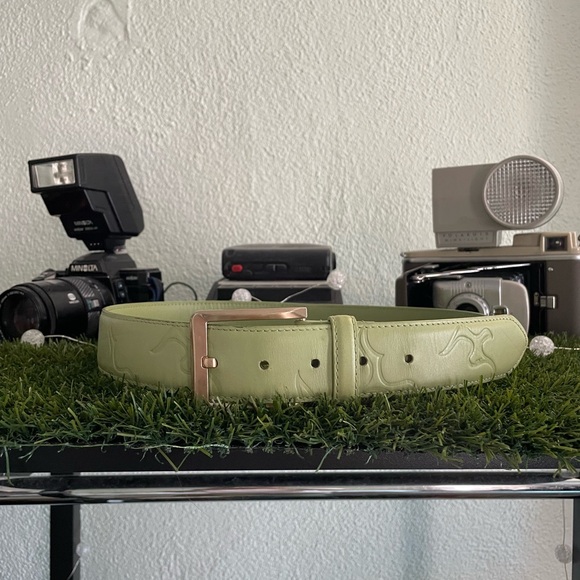 Golf Wang Green Flame Embossed Leather Belt - Picture 1 of 4
